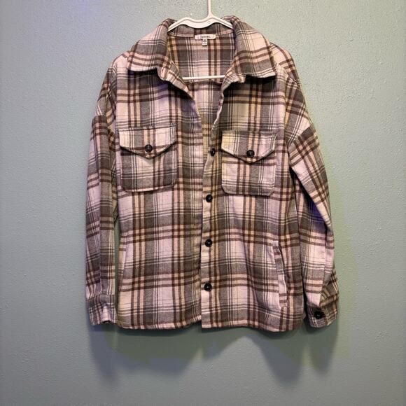JODIFL Tops - JODIFL Plaid Flannel Shacket Green Brown Cream | Women’s Small